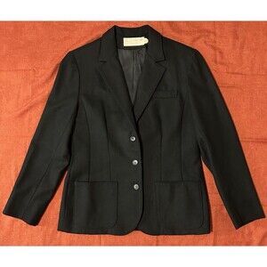 Vintage Black Pendleton Wool Blazer Size 10 USA Made Minimalist Capsule Chic